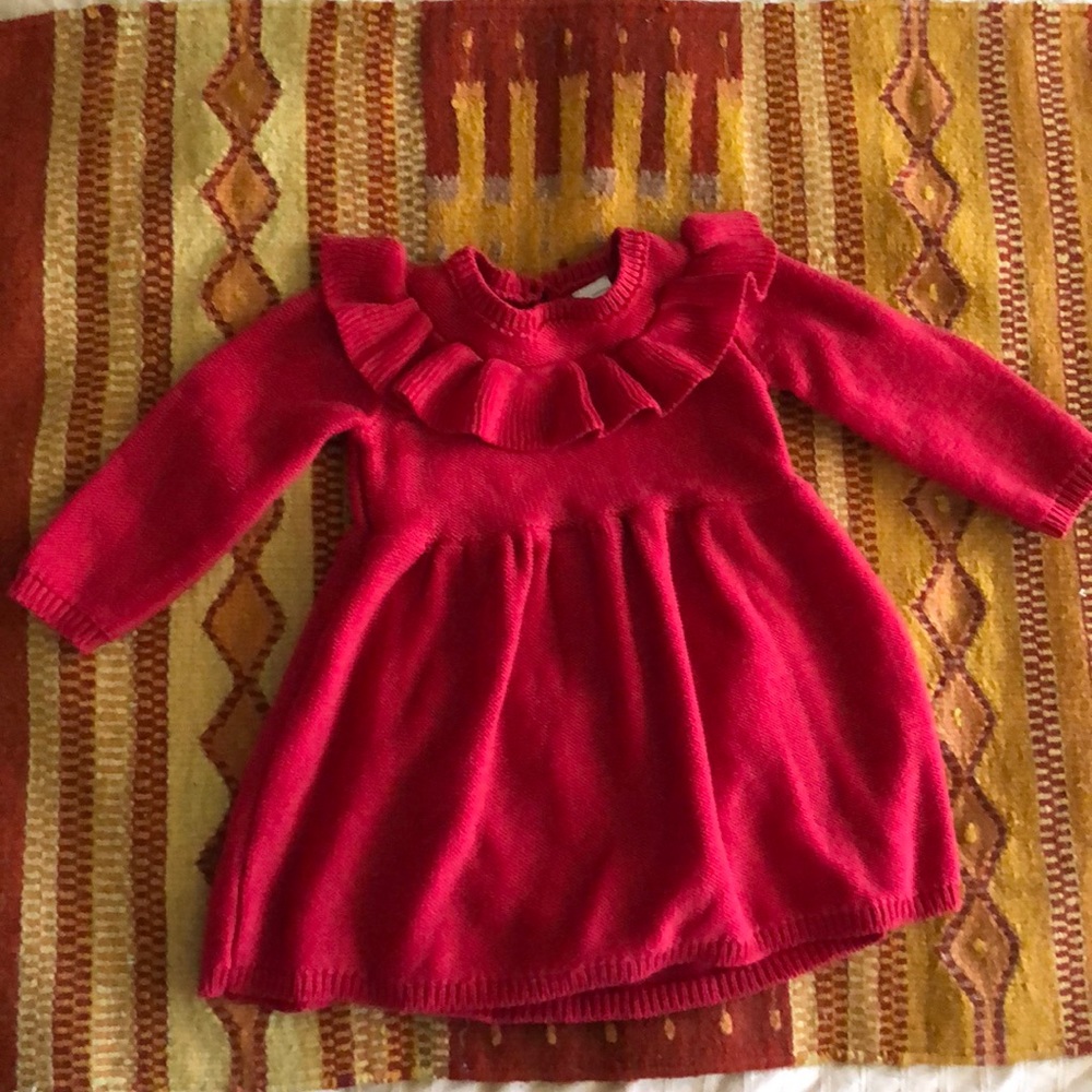 Red ruffle sweater dress -Carters! NWOT